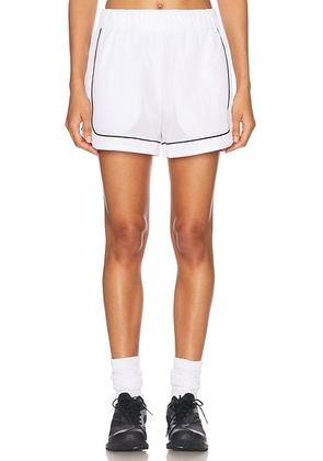 Alo Motivate Track Short in White & Black - White. Size S (also in XS).