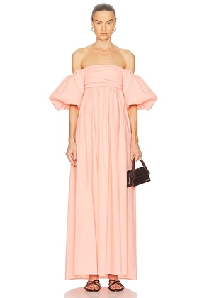 CAROLINE CONSTAS Emilia Ruched Empire Maxi Dress in Peach Pink - Blush. Size XS (also in ).