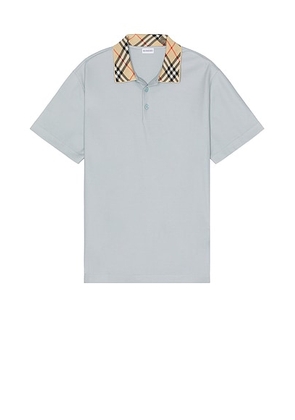 Burberry Check Collar Polo in Gale - Baby Blue. Size S (also in ).