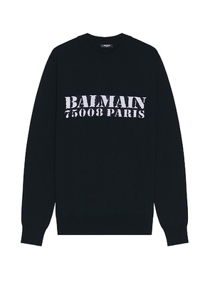 BALMAIN Big Stamp Sweater in Blue Marine & Blanc - Navy. Size M (also in ).