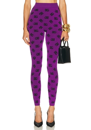 Dolce & Gabbana Logo Legging in Violet & Nero - Purple. Size 42 (also in ).