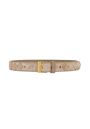 Bottega Veneta Intrecciato Belt in Mastice & Muse Brass - Beige. Size 70 (also in ).