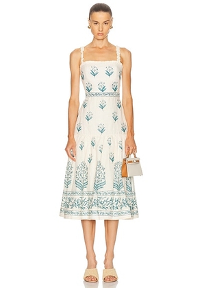 Agua by Agua Bendita Nispero Ceiba Midi Dress in Multicolor - White,Blue. Size M (also in XS).