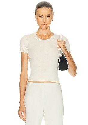 Eterne Rib Stitch Cashmere Baby Tee in Bone - Cream. Size XS/S (also in ).