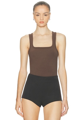 Entire Studios Square Neck Tank Top in Brunette - Brown. Size S (also in XL).