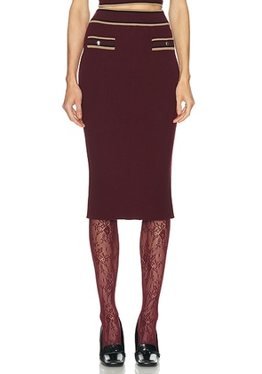 Alessandra Rich Midi Skirt in Bordeaux - Burgundy. Size 38 (also in 40, 42).
