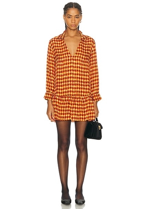 BODE Orana Dress in Red Multi - Orange. Size M (also in S).