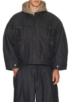 Art Community Reversible 7 Pocket Japanese Denim Jacket in Indigo & Brown - Blue. Size S (also in XXL/2X).