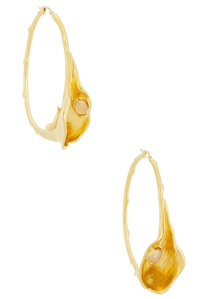Chloe Hoop Earrings in Gold & Pink - Metallic Gold. Size all.