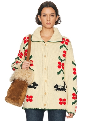 BODE Pirate Ship Cardigan in Ivory - Ivory. Size L (also in S).