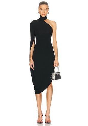Alexander Wang Asymmetric Draped Midi Dress in Black - Black. Size M (also in ).