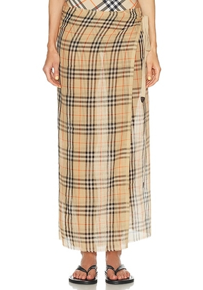 Burberry Plaid Pareo in Sand - Beige. Size all.