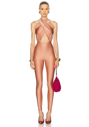 The Andamane Hola Halterneck Jumpsuit in Fard - Mauve. Size L (also in M, S, XS).