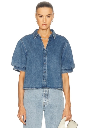 FRAME Billow Sleeve Shirt in Subtle - Blue. Size S (also in ).