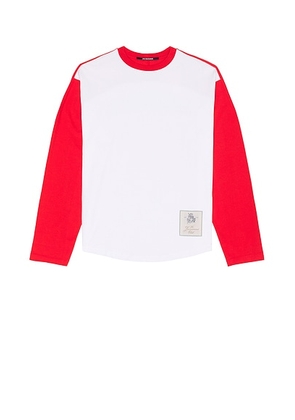 JACQUEMUS Le T-Shirt Baseball Ml in Multi Red - White,Red. Size XL/1X (also in ).