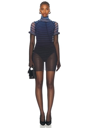 Jean Paul Gaultier 3d Collar Short Dress in Black  Navy  & Light Blue - Navy. Size XS (also in ).