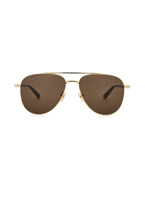 Gucci Aviator Sunglasses in Gold  Havana  & Brown - Metallic Gold. Size all.