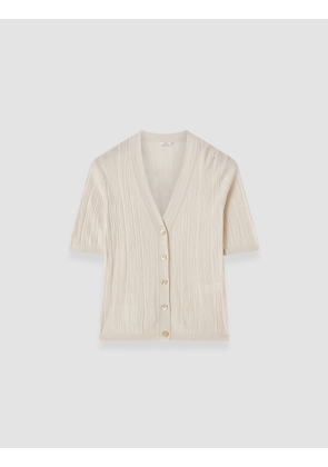 Sens Silk Cotton Rib Short Sleeve Cardigan - M