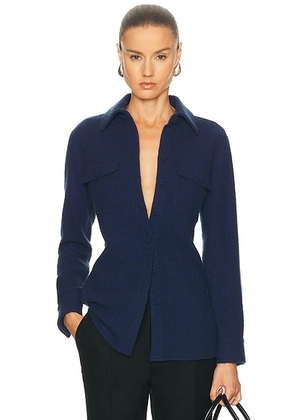Gabriela Hearst John Austin Shirt in Electric Navy - Navy. Size 36 (also in 42).
