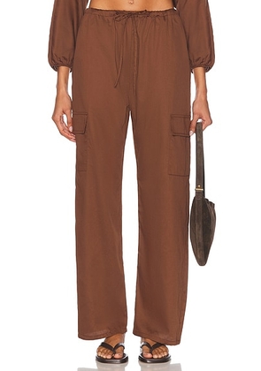 LESET Yoko Drawstring Pant in Chocolate - Chocolate. Size L (also in ).