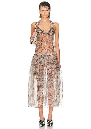 KHAITE Amello Dress in Cream Multi - Light Grey. Size 0 (also in 2, 4).