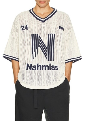 Nahmias Knit Tech N Football Shirt in Ivory - Ivory. Size M (also in S).