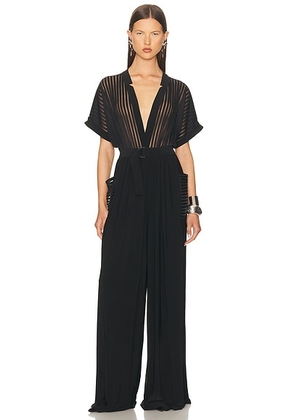 Norma Kamali Geralyn Short Sleeve Jumpsuit in Black - Black. Size XS (also in ).