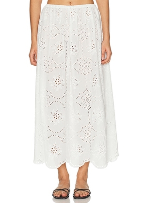 Matteau Broderie Midi Skirt in White - White. Size 2 (also in 3).