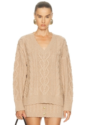 LoveShackFancy Croisette Pullover Sweater in Camel Melange - Brown. Size S (also in XS).