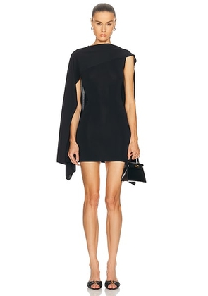 L'Academie by Marianna Nasim Knit Cape Mini Dress in Black - Black. Size L (also in M, S, XL, XS, XXS).