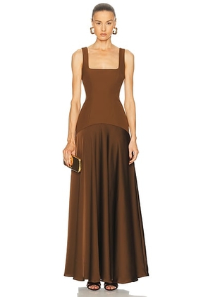 L'Academie by Marianna Sidney Gown in Chocolate Brown - Chocolate. Size L (also in M, S, XL, XS, XXS).