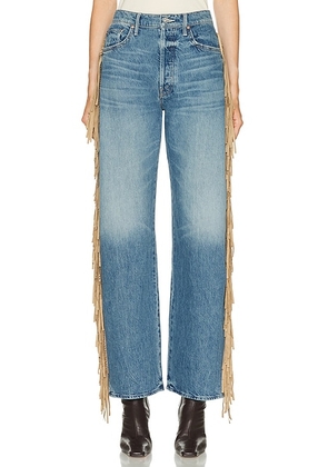 MOTHER The Fringe Half-pipe Button Sneaker Jeans in Folk Star - Blue. Size 28 (also in 29, 33).