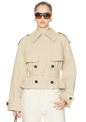 L'Academie by Marianna Kimmi Cropped Trench Jacket in Taupe - Taupe. Size L (also in M, S, XL, XS, XXS).