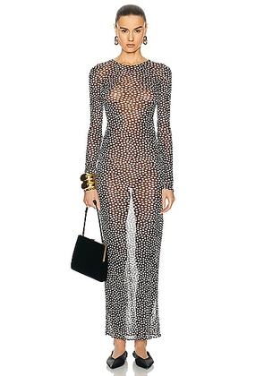 Saint Laurent Long Sleeve Maxi Dress in Noir Craie - Black. Size 40 (also in ).