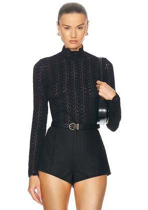SABLYN Hailey B Cropped Mock Neck Longsleeve Top in Black - Black. Size M (also in S).