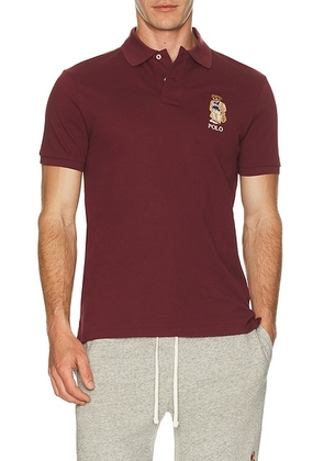 Polo Ralph Lauren Short Sleeve Cotton Mesh Novelty Bear Polo in Red Wine - Burgundy. Size S (also in ).