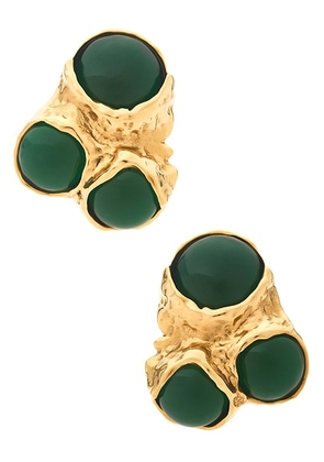 Saint Laurent Bubble Earrings in Or Laiton & Milky Vert - Green. Size all.
