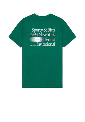 Sporty & Rich Invitational T-Shirt in Alpine - Green. Size M (also in S, XL/1X).