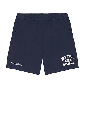 Sporty & Rich Yankees Ivy Gym Short in Dark Navy - Navy. Size S (also in ).