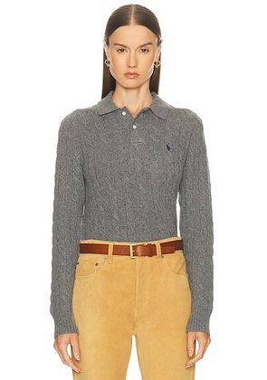 Polo Ralph Lauren Long Sleeve Polo Top in Flannel Grey Heather - Grey. Size XS (also in ).