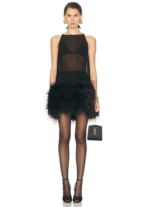 SANS FAFF Kendall Feather Mini Dress in Black - Black. Size S (also in ).