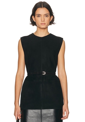 Toteme Belted Suede Top in Black - Black. Size 38 (also in ).