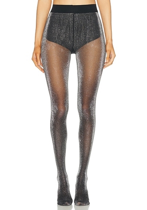 SWEDISH STOCKINGS Tora Shimmery Tights in Black & Silver - Black. Size S (also in ).