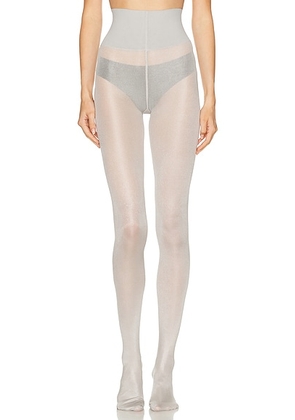 SWEDISH STOCKINGS Geri Glossy Tights in Silver - White. Size M (also in ).