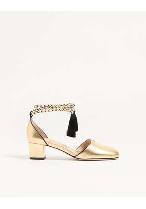 Valentino Garavani D'Orsay Bondie Pump in Laminated Nappa Leather 45mm Woman GOLD 35