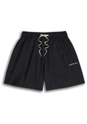 Mki Miyuki Zoku Logo-embroidered Seersucker Shorts - Black - M