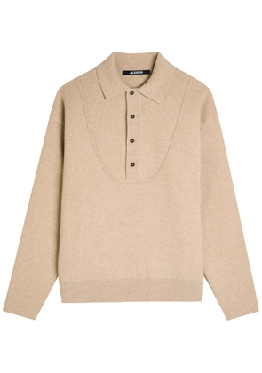 Jacquemus La Pallone Melange Wool and Cashmere-blend Polo Jumper - Beige - XL