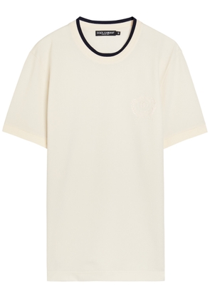 Dolce & Gabbana Logo-embroidered Piqué Cotton T-shirt - White - 52 (IT52 / XL)