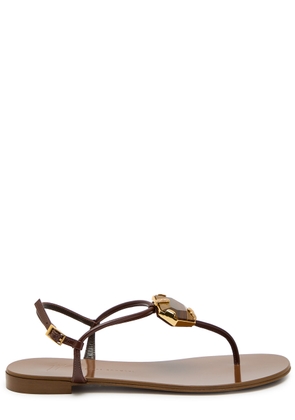 Giuseppe Zanotti Ganass 10 Jewel-embellished Leather Sandals - Brown - 36 (IT36 / UK3)