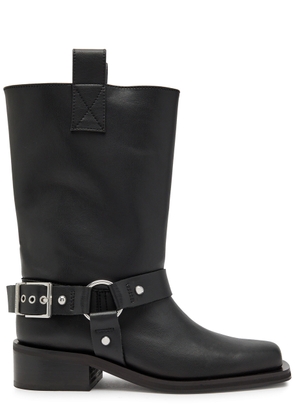 Ganni 40 Faux Leather Mid-calf Biker Boots - Black - 39 (IT39/ UK6)